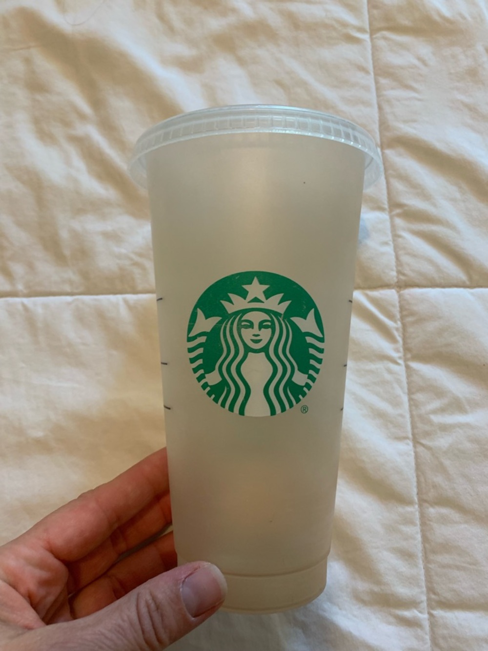 Starbucks Frosted White Cup with Green Siren Logo